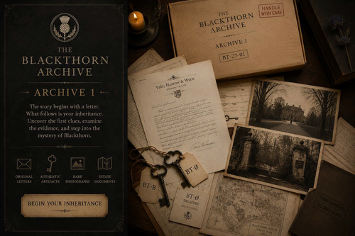 The Blackthorn Archive - Archive 1 contents including letters, keys, photographs and estate documents